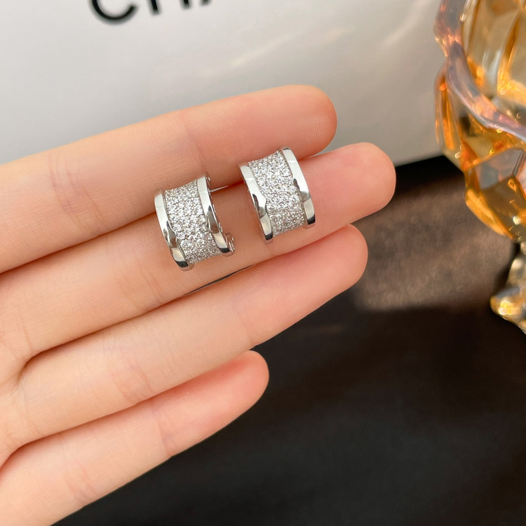 [LuxJewelry]ZERO 1 DIAMOND PAVED EARRINGS