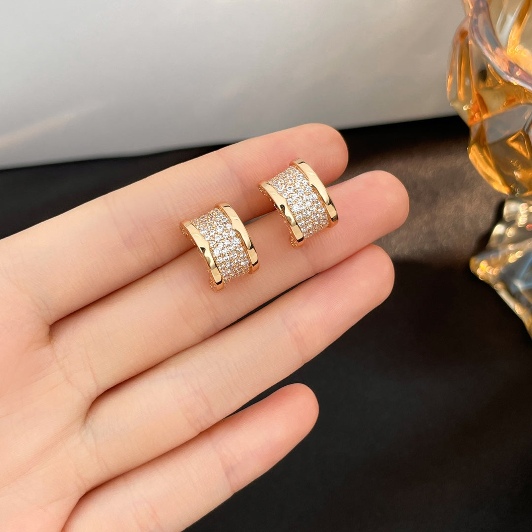 [LuxJewelry]ZERO 1 DIAMOND PAVED EARRINGS