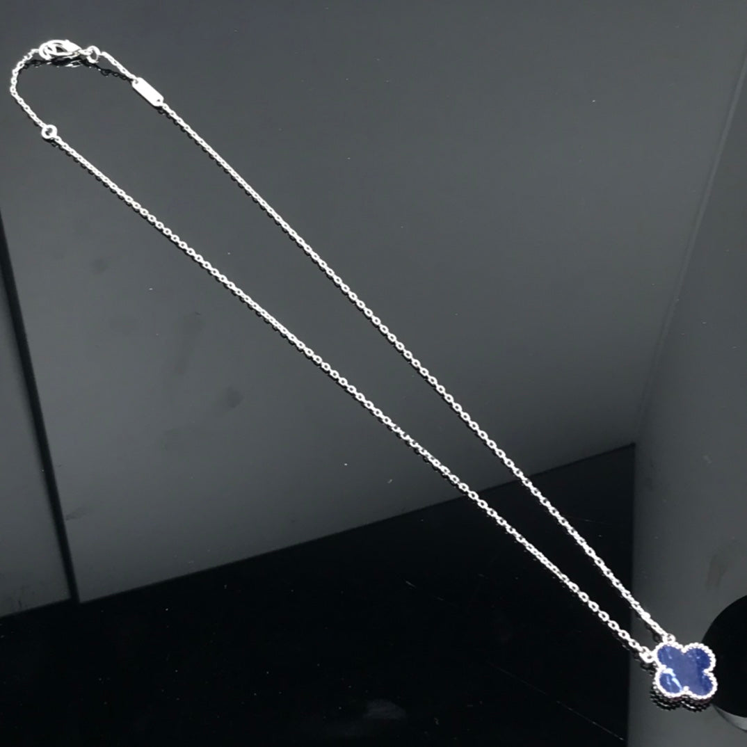 [LuxJewelry]CLOVER PIETERSITE SILVER LONG NECKLACE