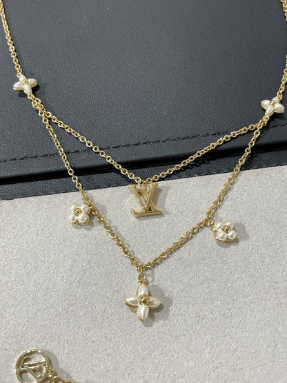 [LuxJewelry]FLOWERGRAM GOLD MOP DOUBLE ROW NECKLACE
