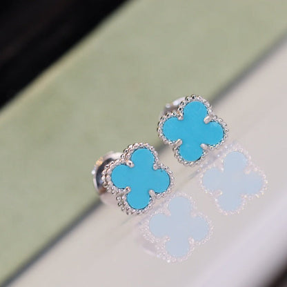 [LuxJewelry]CLOVER MINI TURQUOISE SILVER STUD EARRINGS