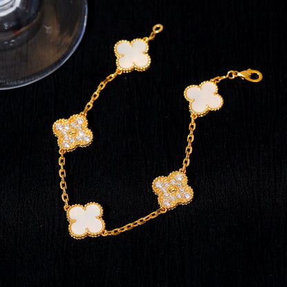 [LuxJewelry]CLOVER BRACELET 5 MOTIF WHITE MOP DIAMOND
