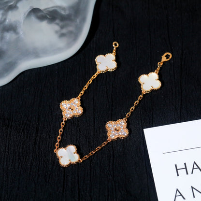 [LuxJewelry]CLOVER BRACELET 5 MOTIF WHITE MOP DIAMOND