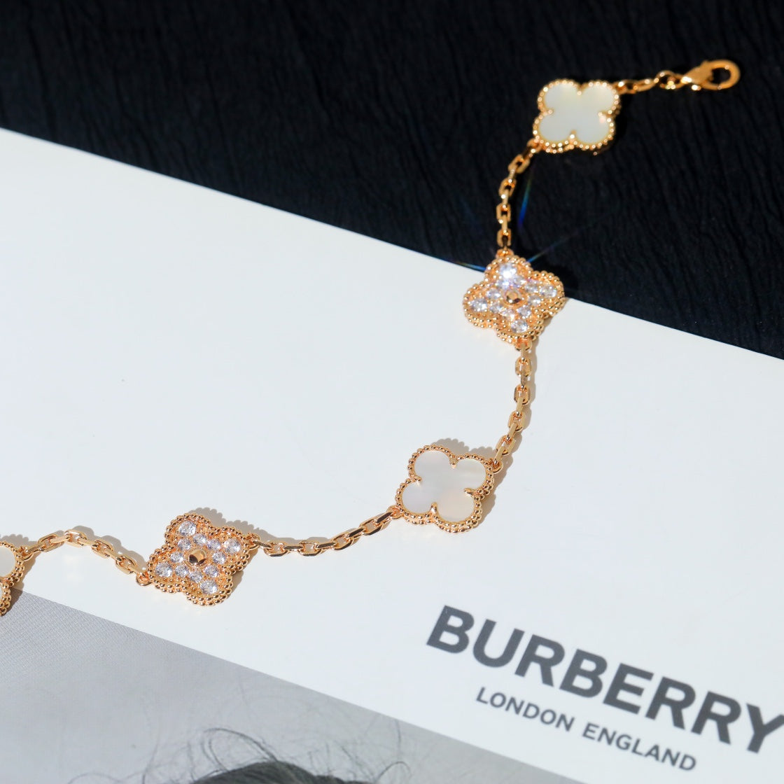 [LuxJewelry]CLOVER BRACELET 5 MOTIF WHITE MOP DIAMOND