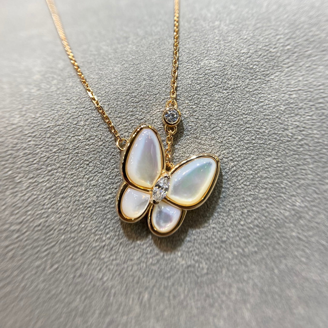 [LuxJewelry]BUTTERFLY MOP DIAMOND NECKLACE