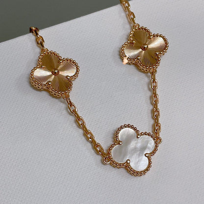 [LuxJewelry]CLOVER BRACELET 5 MOTIF WHITE MOP PINK GOLD