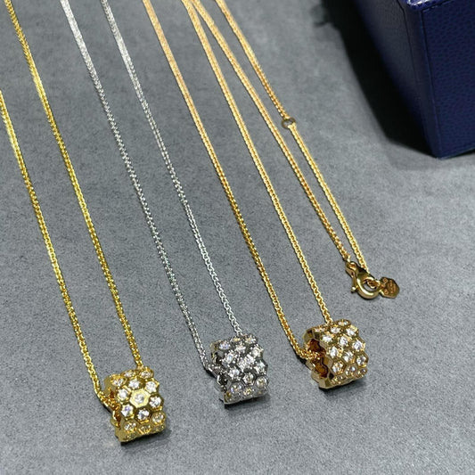 [LuxJewelry]BEE LOVE DIAMOND PAVED 3 ROW NECKLACE