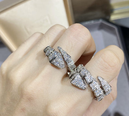 [LuxJewelry]SERPENTI LARGE RING SILVER DIAMOND PAVED