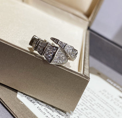 [LuxJewelry]SERPENTI LARGE RING SILVER DIAMOND PAVED