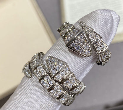 [LuxJewelry]SERPENTI LARGE RING SILVER DIAMOND PAVED