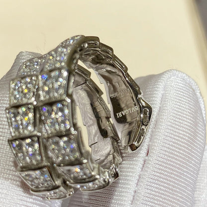 [LuxJewelry]SERPENTI DOUBLE RING SILVER DIAMOND PAVED