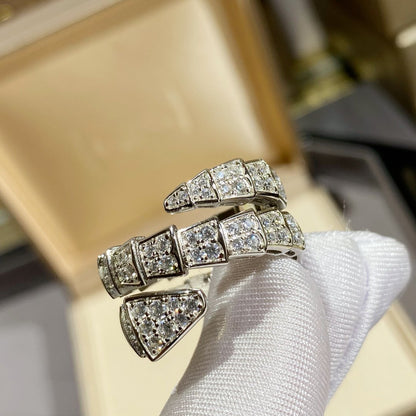 [LuxJewelry]SERPENTI DOUBLE RING SILVER DIAMOND PAVED