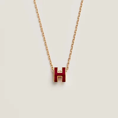 [LuxJewelry]HM CLIC RED ENAMEL GOLD NECKLACE