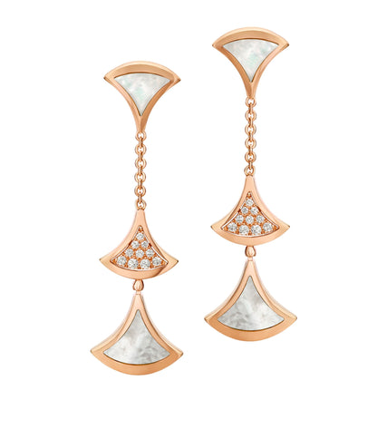 [LuxJewelry]DREAM EARRINGS 3 MOTIFS DIAMOND MOP PINK GOLD