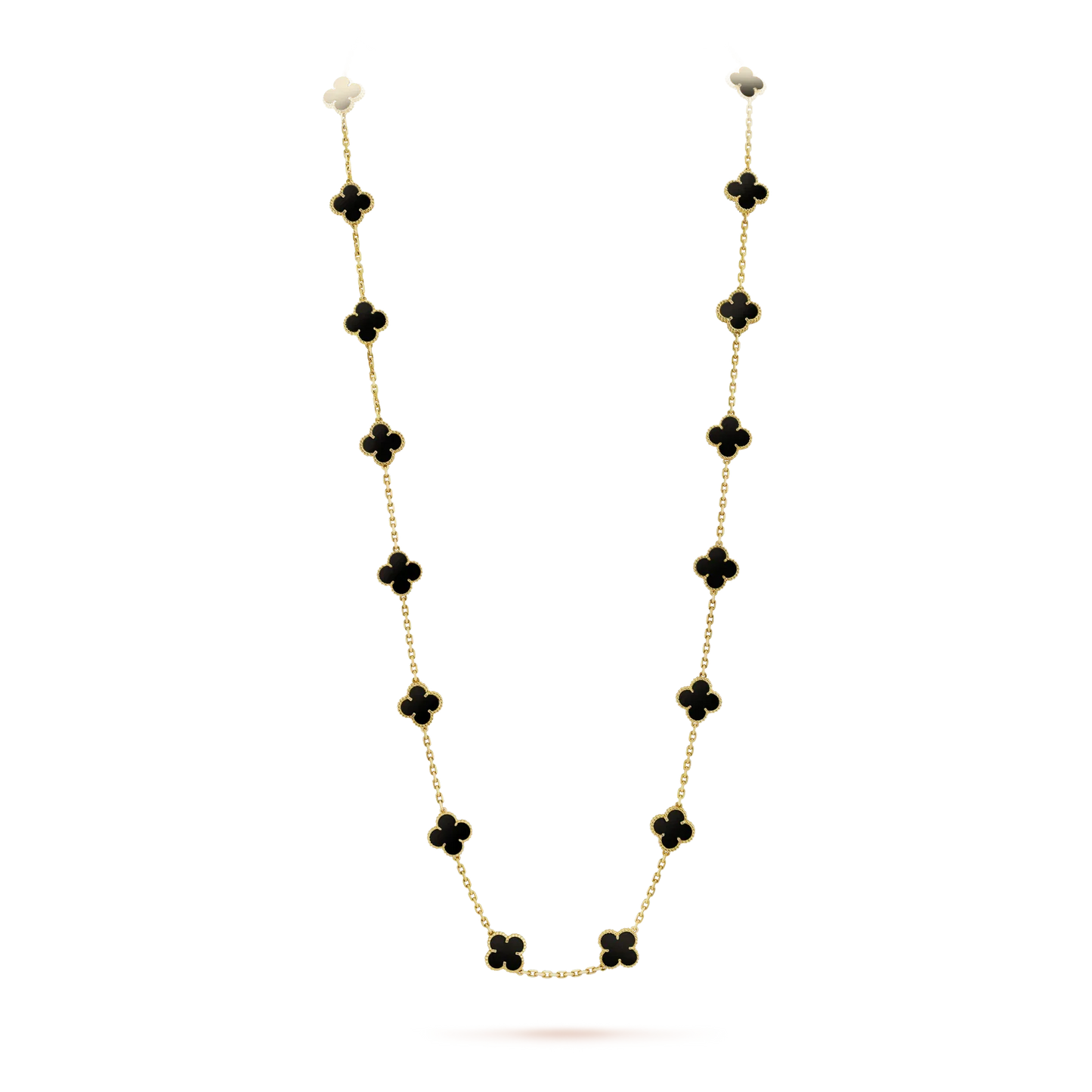 [LuxJewelry]CLOVER 20 MOTIFS ONYX NECKLACE