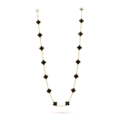[LuxJewelry]CLOVER 20 MOTIFS ONYX NECKLACE