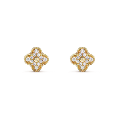 [LuxJewelry]CLOVER MEDIUM 1 MOTIFS FUll DIAMOND EARRINGS