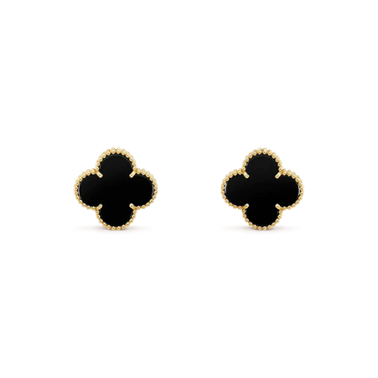 [LuxJewelry]CLOVER MEDIUM 1 MOTIFS  ONYX STUD EARRINGS