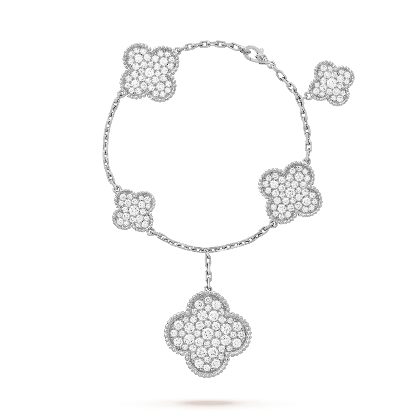 [LuxJewelry]CLOVER 6 MOTIFS SILVER DIAMOND BRACELET