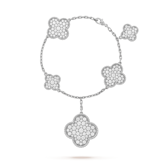 [Top&on]CLOVER 6 MOTIFS SILVER DIAMOND BRACELET