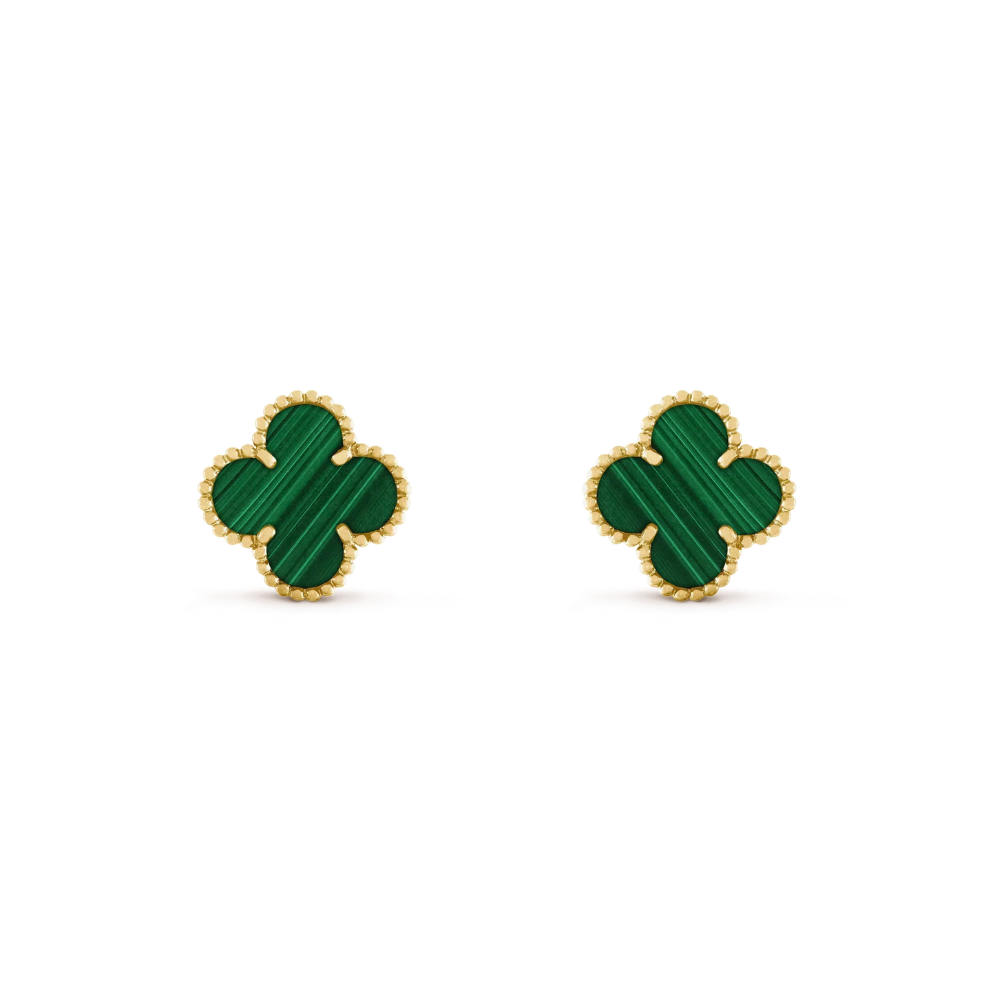 [LuxJewelry]CLOVER MEDIUM 1 MOTIFS MALACHITE  EARRINGS