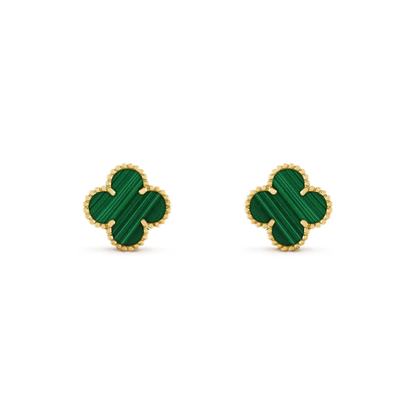 [LuxJewelry]CLOVER MEDIUM 1 MOTIFS MALACHITE  EARRINGS