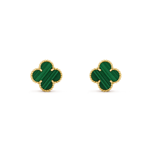 [LuxJewelry]CLOVER MEDIUM 1 MOTIFS MALACHITE  EARRINGS