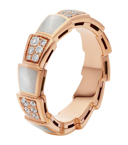 [LuxJewelry]SERPENTI RING PINK GOLD MOP DIAMOND PAVED 4MM