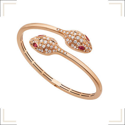 [LuxJewelry]SERPENTI BRACELET PINK GOLD DIAMOND DOUBLE SNAKE