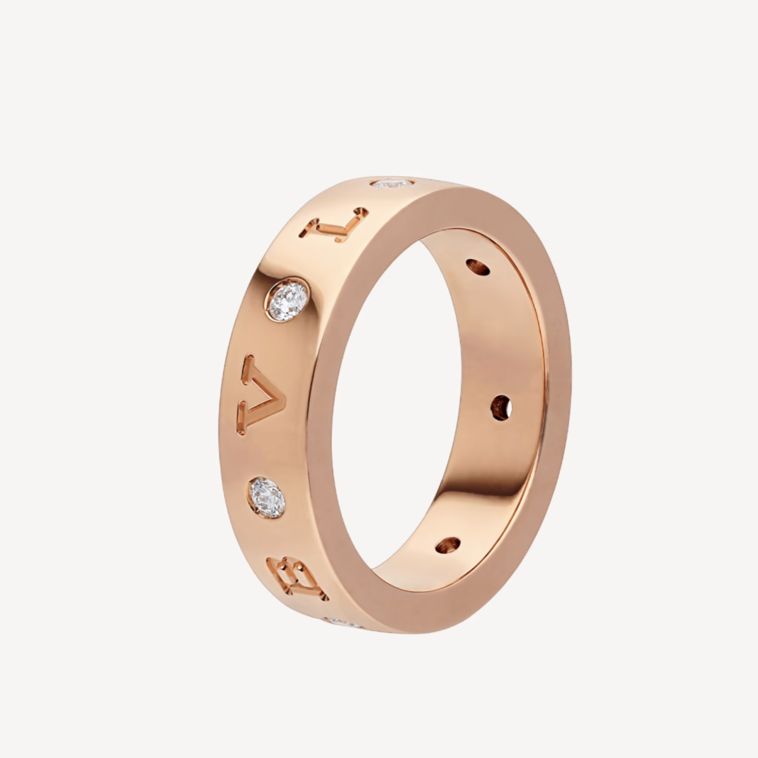 [LuxJewelry]ZERO 1 ESSENTIAL PINK GOLD BAND WITH DIAMONDS RING
