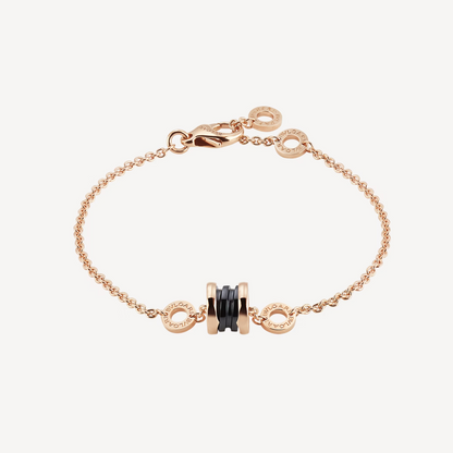 [LuxJewelry]ZERO 1 SOFT PINK GOLD AND BLACK CERAMIC BRACELET