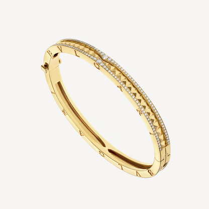 [LuxJewelry]ZERO 1 SPIRAL AND PAVED DIAMOND GOLD BRACELET