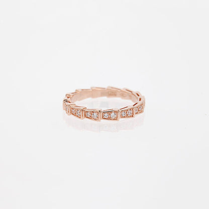 [LuxJewelry]SERPENTI RING PINK GOLD DIAMOND PAVED 3MM
