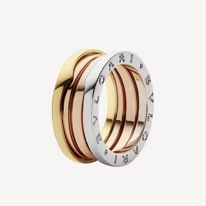 [LuxJewelry]ZERO 1 THREE-BAND ROSE WHITE AND YELLOW RING