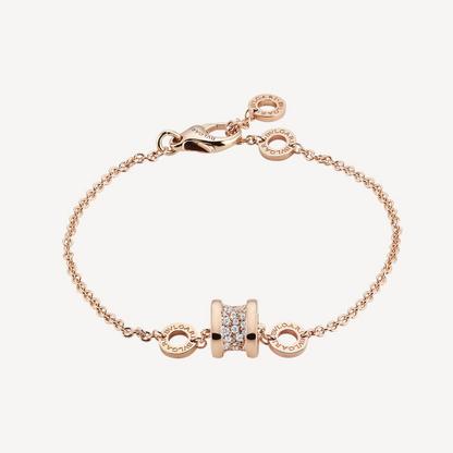 [LuxJewelry]ZERO 1 SOFT PINK GOLD WITH PAVED DIAMONDS ON THE SPIRAL BRACELET