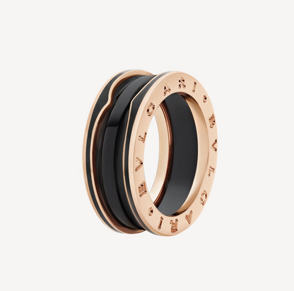 [LuxJewelry]ZERO 1 TWO-BAND WITH MATTE BLACK CERAMIC PINK GOLD RING