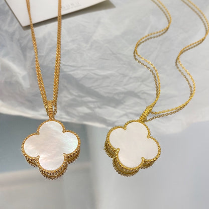 [LuxJewelry]CLOVER 25MM MOP LARGE PENDANT NECKLACE