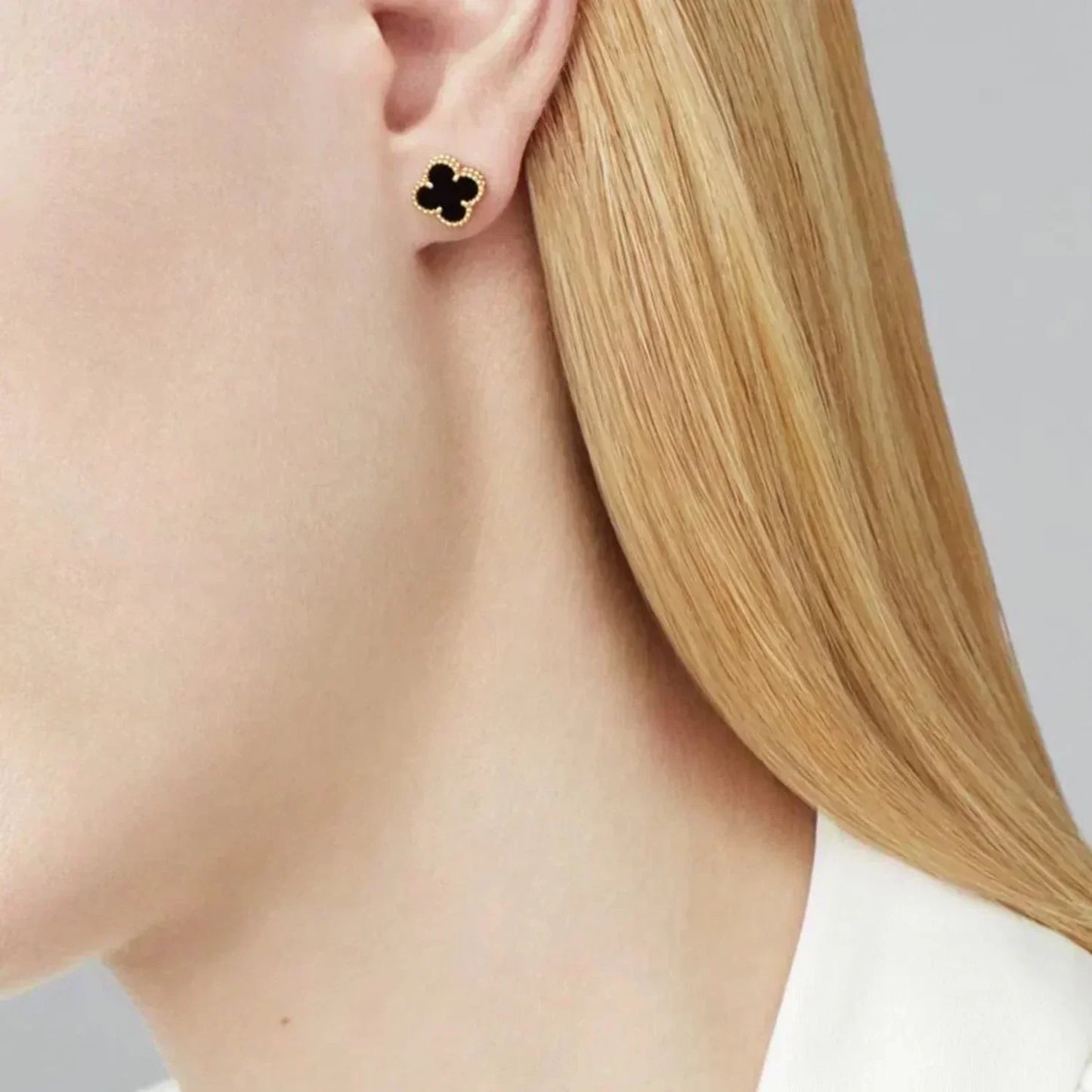 [LuxJewelry]CLOVER MINI 9.5MM BLACK MOP EARRINGS