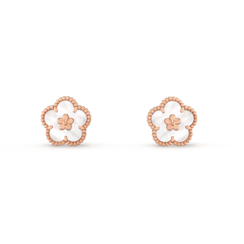 [LuxJewelry]LUCKY PINK GOLD WHITE MOP EARRINGS