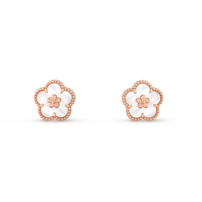 [LuxJewelry]LUCKY PINK GOLD WHITE MOP EARRINGS