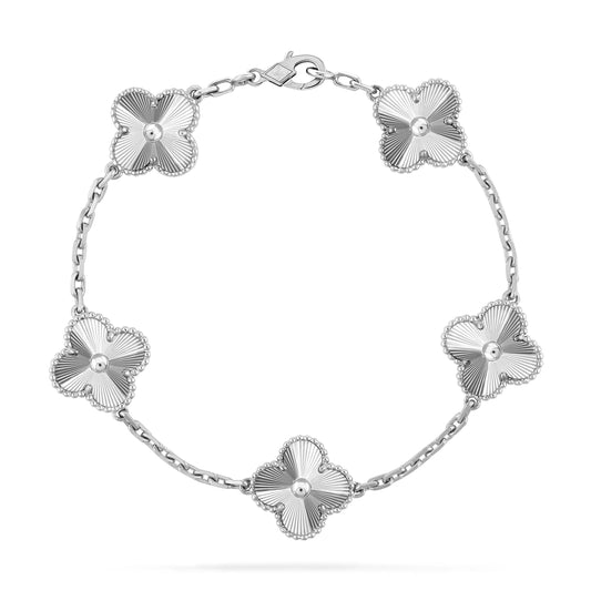 [LuxJewelry]CLOVER SILVER 5 MOTIFS BRACELET
