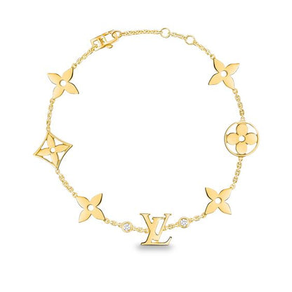 [LuxJewelry]STAR AND SUN 7 MOTIFS GOLD BRACELET