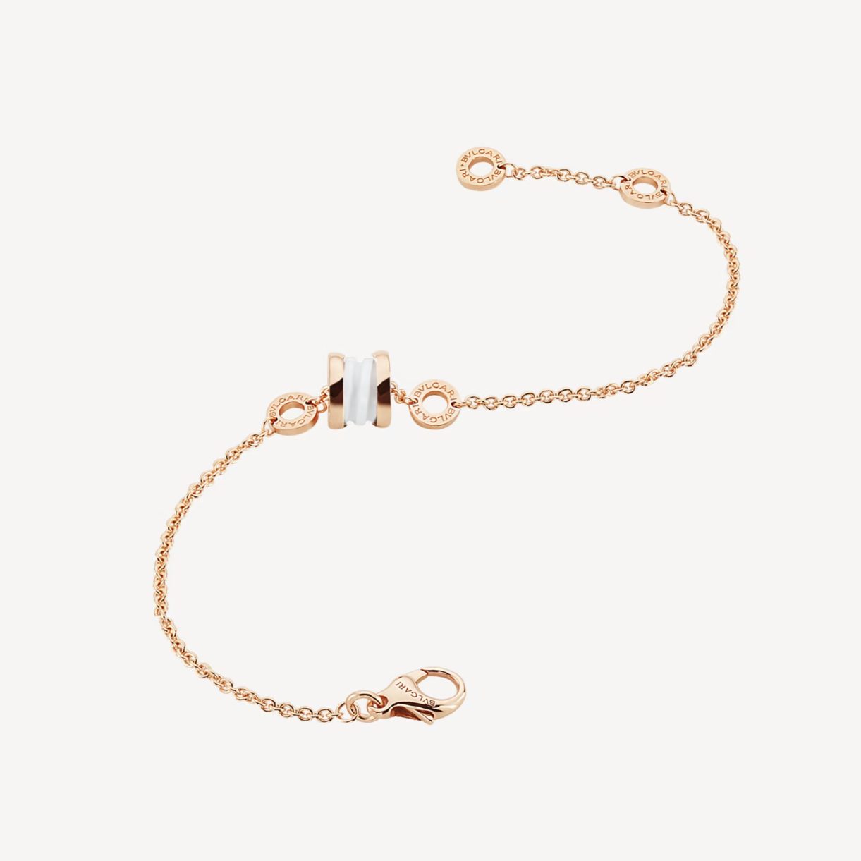[LuxJewelry]ZERO 1 SOFT PINK GOLD AND WHITE CERAMIC BRACELET