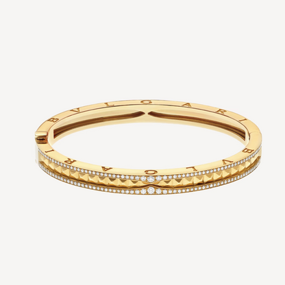 [LuxJewelry]ZERO 1 SPIRAL AND PAVED DIAMOND GOLD BRACELET