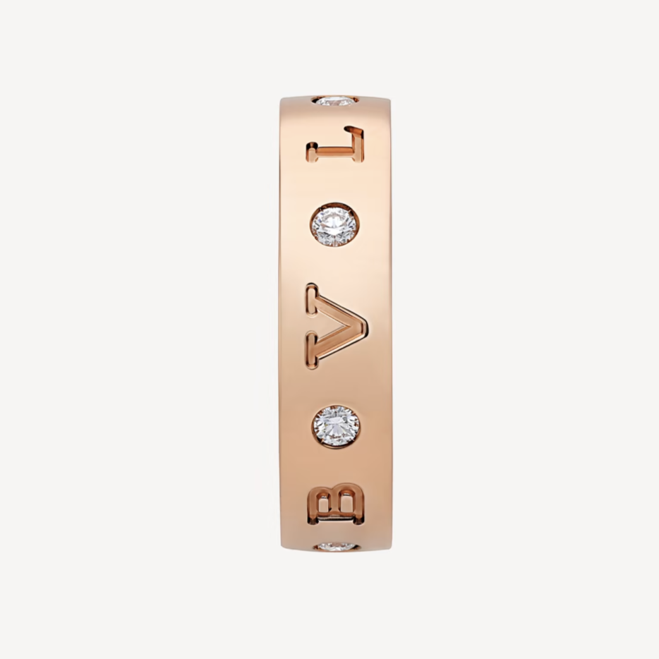 [LuxJewelry]ZERO 1 ESSENTIAL PINK GOLD BAND WITH DIAMONDS RING