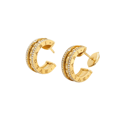 [LuxJewelry]ZERO 1 ROCK GOLD EARRINGS WITH STUDDED SPIRAL AND PAVED DIAMONDS