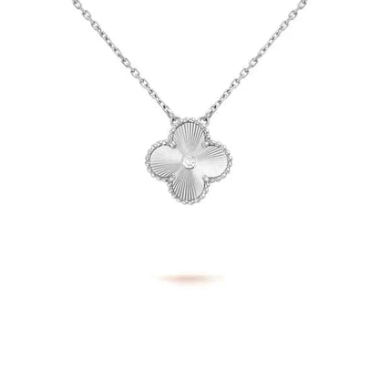 [LuxJewelry]CLOVER  15MM DIAMOND LASER NECKLACE SILVER