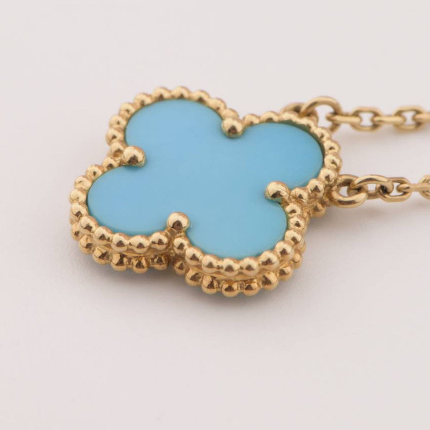 [LuxJewelry]CLOVER 15MM VINTAGE TURQUOISE NECKLACE