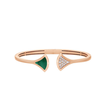 [LuxJewelry]DREAM BRACELET OPEN MALACHITE PINK GOLD