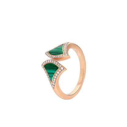 [LuxJewelry]DREAM MALACHITE DIAMOND OPEN RING